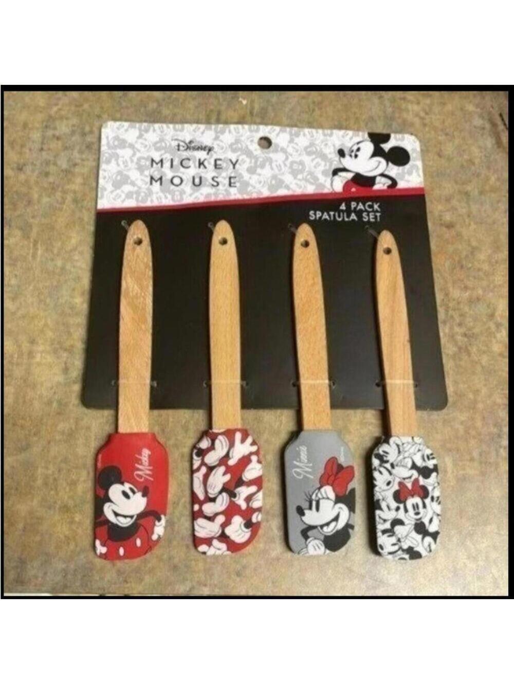 Disney Mickey Mouse 4 Pack Mickey and Minnie Silicone Spatulas Red and Grey